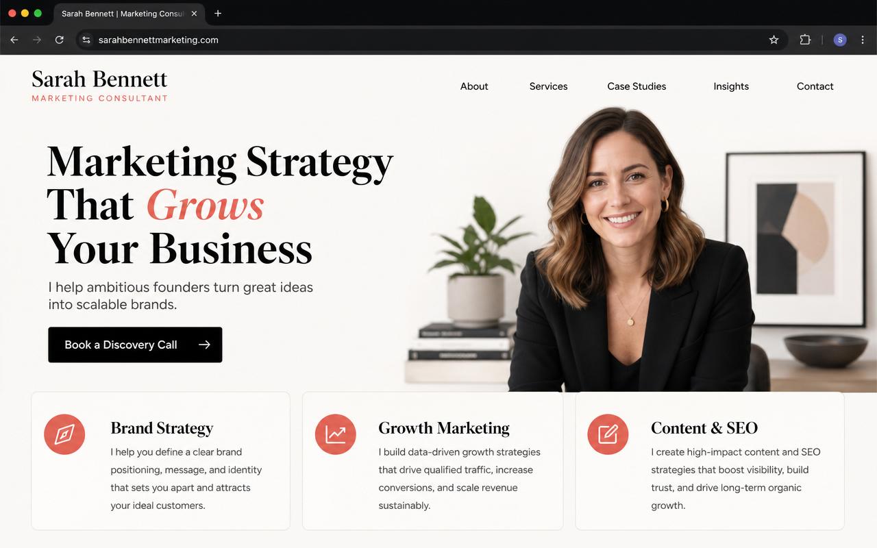 Marketing Consultant concept website preview