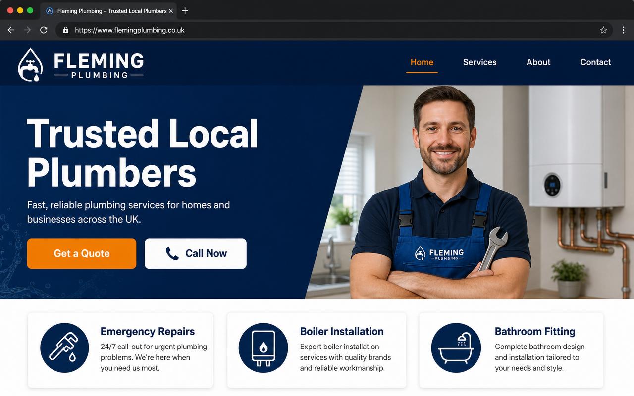 Modern Plumbing Company concept website preview